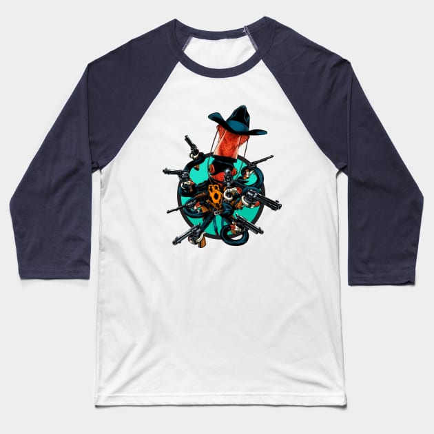 The Eight-Gun Squid Baseball T-Shirt by ThirteenthFloor